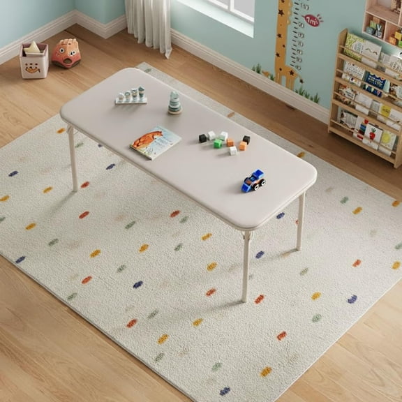 Soonbuy 4 Feet Folding Table, Protable Foldable Card Table, Metal Legs Support, Upholstered PU Leather Tabletop, Heavy Duty, No Assembly Required, Perfet for Indoor and Outdoor,table only