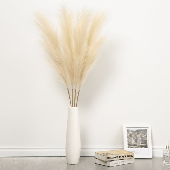 Soonbuy 4 PCS 44" Natural Dried Pampas Grass Bouquet,Boho Home Decor Bouquet, Phragmites Dried Flowers,Bouquet for Wedding Floral Arrangements Home Decorations