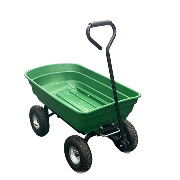 Soonbuy 4-Wheel Garden Utility Cart with Stand,Multi-Purpose Outdoor Wheelbarrow, Durable Plastic & Iron Build ,Ideal for Yard and Lawn Work