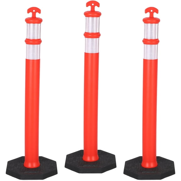 Soonbuy 42" Traffic Delineator Posts,Safety Cones Heavy-Duty with Reflective Collars & Weighted Base for Construction, Parking Lots & Driving Practice
