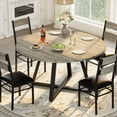 thumbnail image 1 of Soonbuy 5-Piece Round Dining Table Set for 4, Sturdy Wooden Kitchen Table and 4 Upholstered Chairs, Space-Saving Circle Dinner Table Set for Apartment, Small Dining Room, 1 of 7