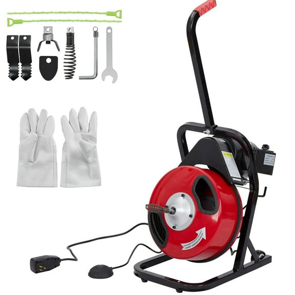 Soonbuy 50 Ft X 1/2 Inch Drain Cleaner Machine for 1 to 4 Inch Pipes,Red