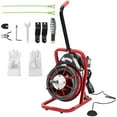 thumbnail image 1 of Soonbuy 50 Ft X 3/8 Inch Drain Cleaner Machine for 1 to 4 Inch Pipes with 4 Cutters & Foot Switch and Pair of Gloves,Red, 1 of 7