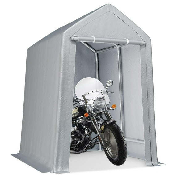 Soonbuy 6" x 8"Outdoor Storage Shelter Shed- Heavy Duty Storage Tent with Roll-up Zipper Door , Portable Garage Storage shed for Bike, Motorcycle Shelter, Gray