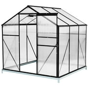 Soonbuy 6x6 FT Polycarbonate Greenhouses, Anti UV, Adjustable Vent Window, Walk-in Large Aluminum Greenhouse Sunroom Winter Greenhouse for Outdoors, Black