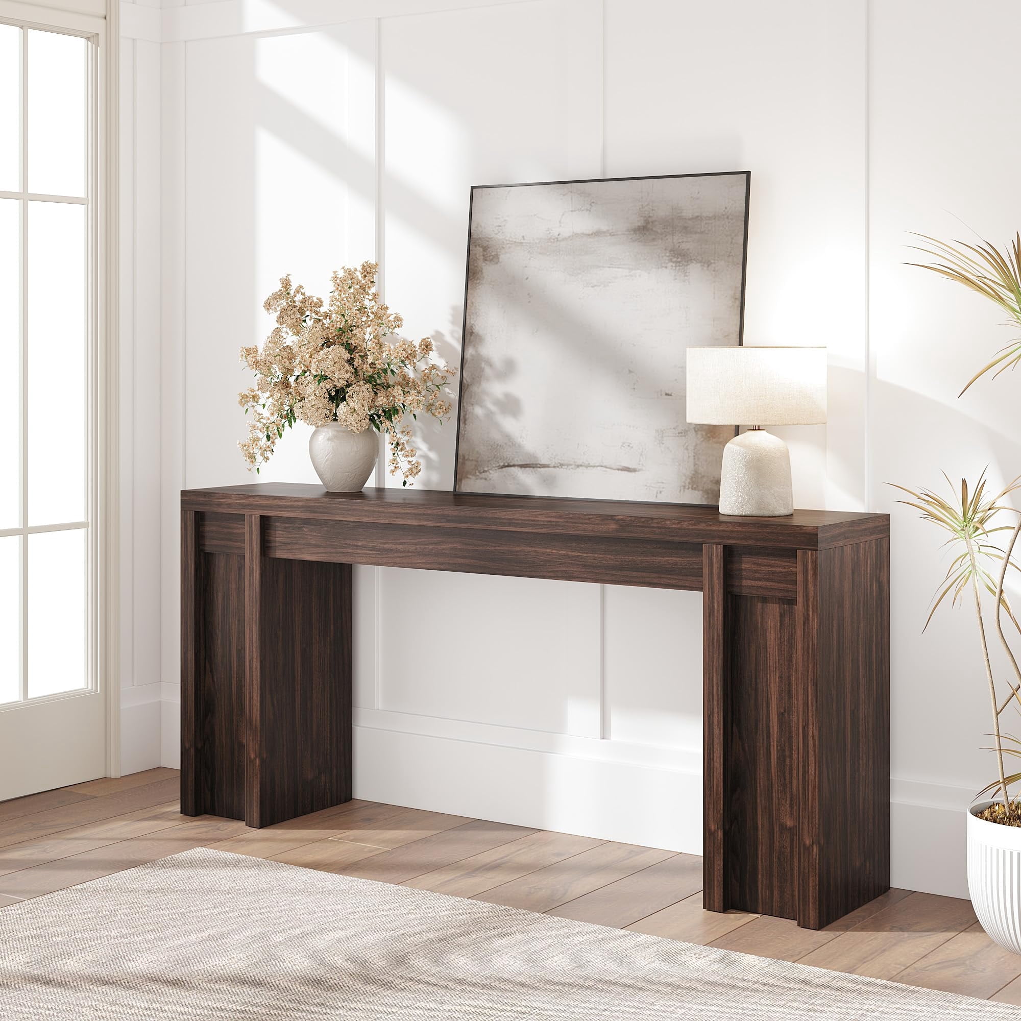 Soonbuy 70" Extra-Long Wood Console Table, Rustic Farmhouse Sofa Table for Behind Couch, Sturdy Versatile Display Entryway Table for Foyer Hallway Living Room