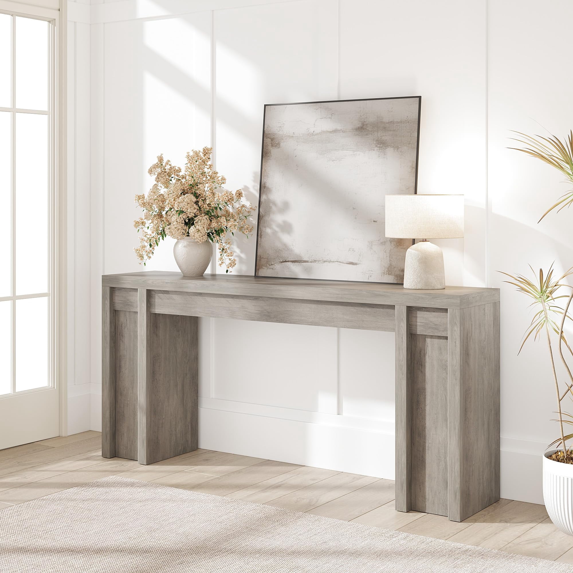 Soonbuy 70" Extra-Long Wood Console Table, Rustic Farmhouse Sofa Table for Behind Couch, Sturdy Versatile Display Entryway Table for Foyer Hallway Living Room