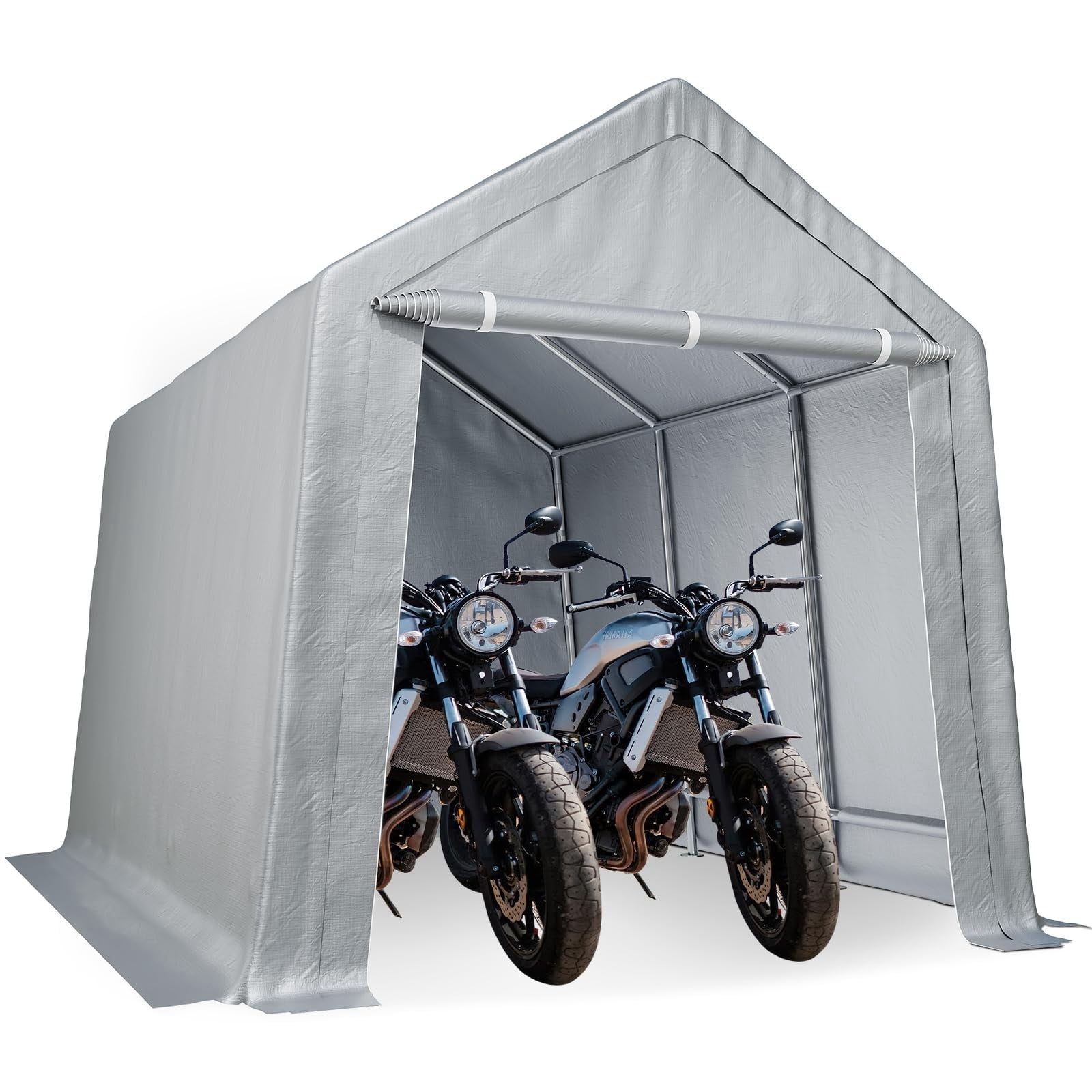 Gray 8x14 ft Waterproof Portable Carport Canopy with Windows