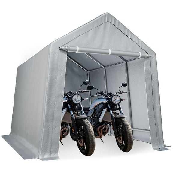 Soonbuy 8" x 14"Outdoor Storage Shelter Shed- Heavy Duty Storage Tent with Roll-up Zipper Door , Portable Garage Storage shed for Bike, Motorcycle Shelter, Gray