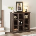 thumbnail image 1 of Soonbuy 9 Cube Storage Organizer Bookshelf, 4 Tier Farmhouse Horizontal Bookcase, 37.4 Inch Wood Storage Bookcase for Entryway, Long Low Bookshelves for Living Room, 1 of 9