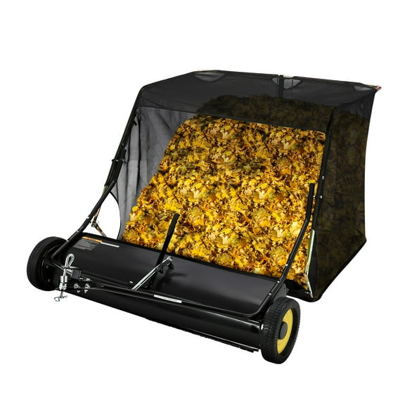 Soonbuy 9-in-1 Tow Behind Lawn Sweeper,44" Pull Behind Foliage & Grass Collector,25 Cu.ft.Large Capacity Durable Yard Sweeper with Adjustable Height,Foldable Garden Sweeper for Tractor & Riding Mower