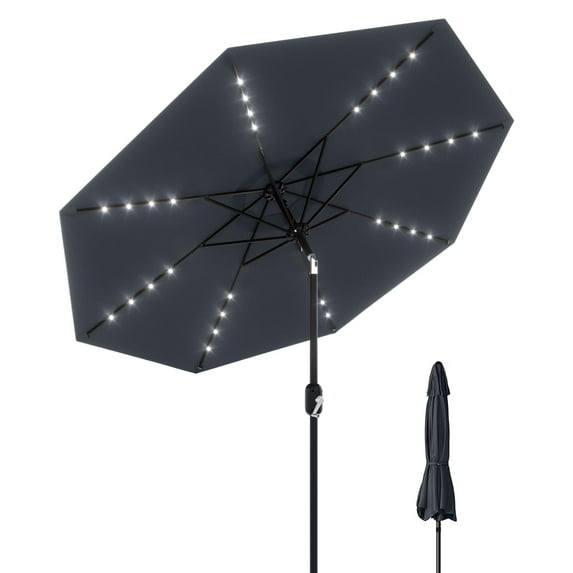 Soonbuy 9FT Outdoor Patio Umbrella, 8 Sturdy Ribs, with 32 LED Lights