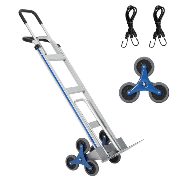 Soonbuy Aluminum Stair Climbing Cart, 600 lbs Capacity, 2 in 1 Heavy-Duty Trolley Cart with Extendable Base Plate, Dual Handles,6 Wheels & 2 Elastic Ropes,for Warehouse Shopping Airport
