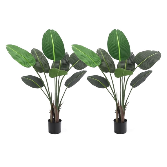 Soonbuy Artificial Plants Indoor, 4/5 Feet Bird of Paradise Fake Plant, Banana Leaf Tree with 8/10 Trunks, Tropical Palm Trees Room Decor, Floor Plant for Home Garden Living Room
