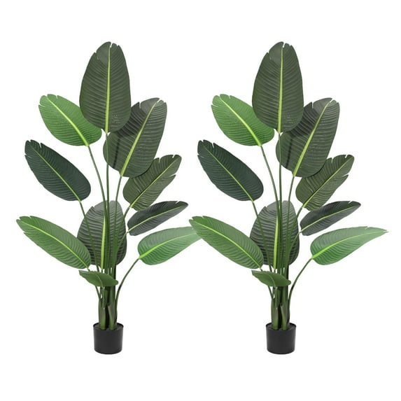 Soonbuy Artificial Plants Indoor, 4/5 Feet Bird of Paradise Fake Plant, Banana Leaf Tree with 8/10 Trunks, Tropical Palm Trees Room Decor, Floor Plant for Home Garden Living Room