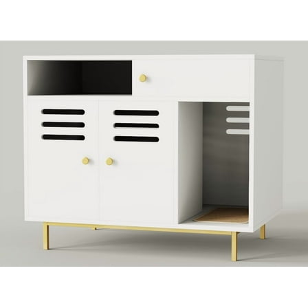 Soonbuy Cat Litter Box Enclosure - Hidden Cabinet with Side Table, Dog-Proof Kitty Washroom, Pet House Furniture for Indoor Use