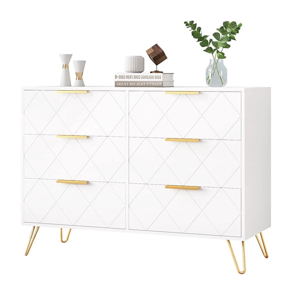 Soonbuy Dresser for Bedroom with Metal Handles, 6 Drawer