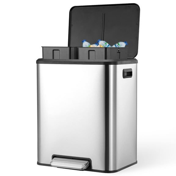 Soonbuy 30 L Stainless Steel Dual Compartment Trash Can