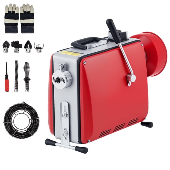 Soonbuy Electric Drain Auger Sewer Snake, 66'x5/8" & 16'x3/8", 500 w, 400 RPM, Auto Feed Drain Cleaning Machine with 7 Cutter & 2 Steel Cables,Portable Pipe Cleaner for Household and Professional Use