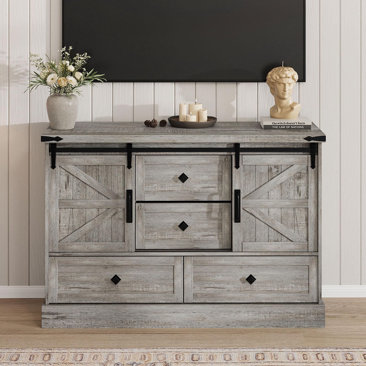 Soonbuy Farmhouse 4 Drawer Dresser for Bedroom, 45