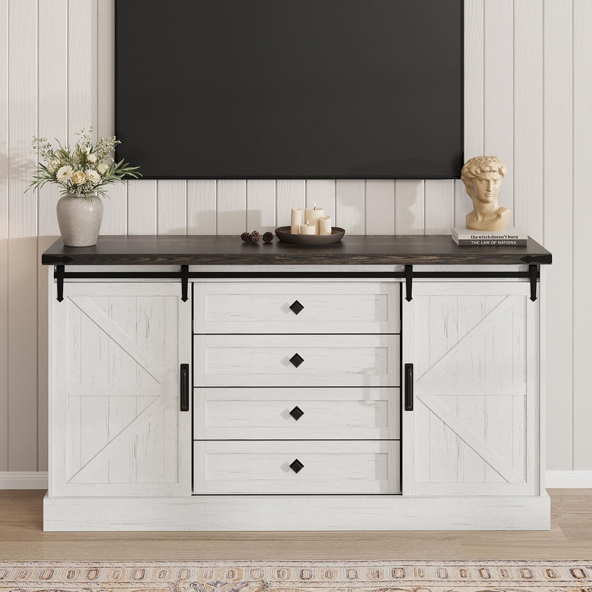 Soonbuy Farmhouse 4 Drawer Dresser for Bedroom, 59