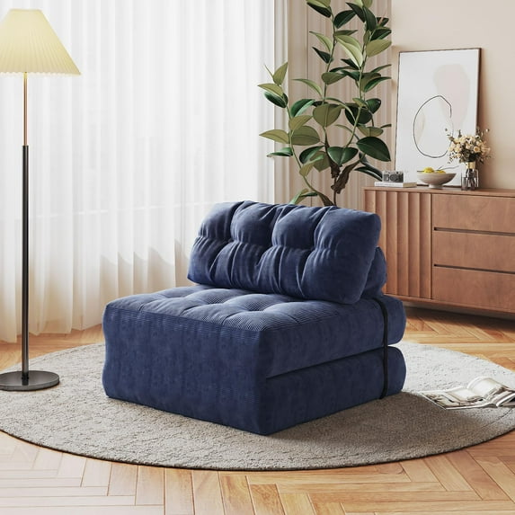Soonbuy Folding Sofa Bed, Futon Sofa Bed, Floor Folding Couch for Living Room, Convertible Sleeper Chair with Pillow Foldable Mattress Back Support, Portable Fold Out Couch, Single Corduroy