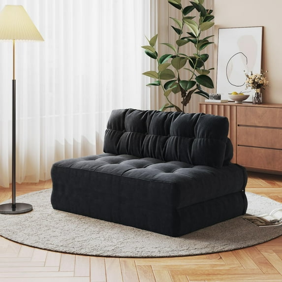 Soonbuy Folding Sofa Bed, Futon Sofa Bed, Floor Folding Couch for Living Room, Convertible Sleeper Chair with Pillow Foldable Mattress Back Support, Portable Fold Out Couch, Full Corduroy