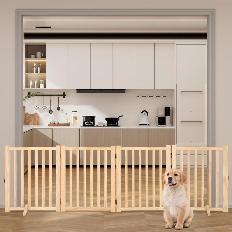 Soonbuy Freestanding Wooden Pet Gates for Dogs, Stairs, Dog Fences