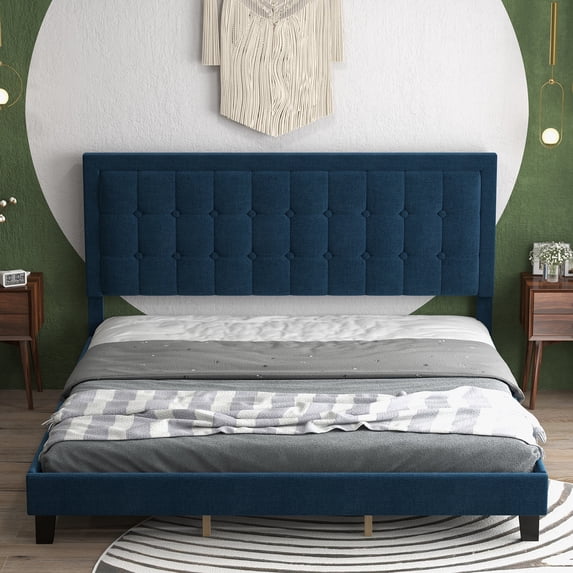 Soonbuy Full/Queen/King Bed Frame, Non-Slip and Noise-Free, Blue