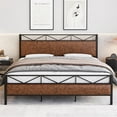 thumbnail image 1 of Soonbuy Full/Queen/King Leather Headboard With Footboard, Sturdy Steel Slat Support, Rustic, 1 of 5