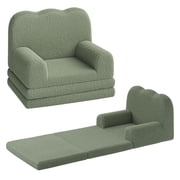 Soonbuy Kids Couch, 2-in-1 Convertible Teddy Fleece Fabric Toddler Sofa Chair, Soft Fold Out Couch Lounger for Kids, Comfy Childrens Sofa Bed for Playroom, Nursery, Birthday Gift