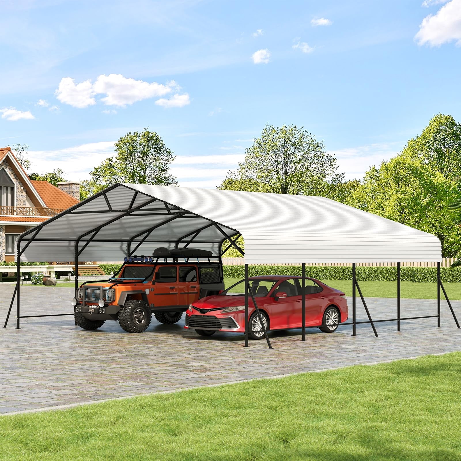 Soonbuy Metal Carport, Heavy Duty Carports with Reinforced Frame and