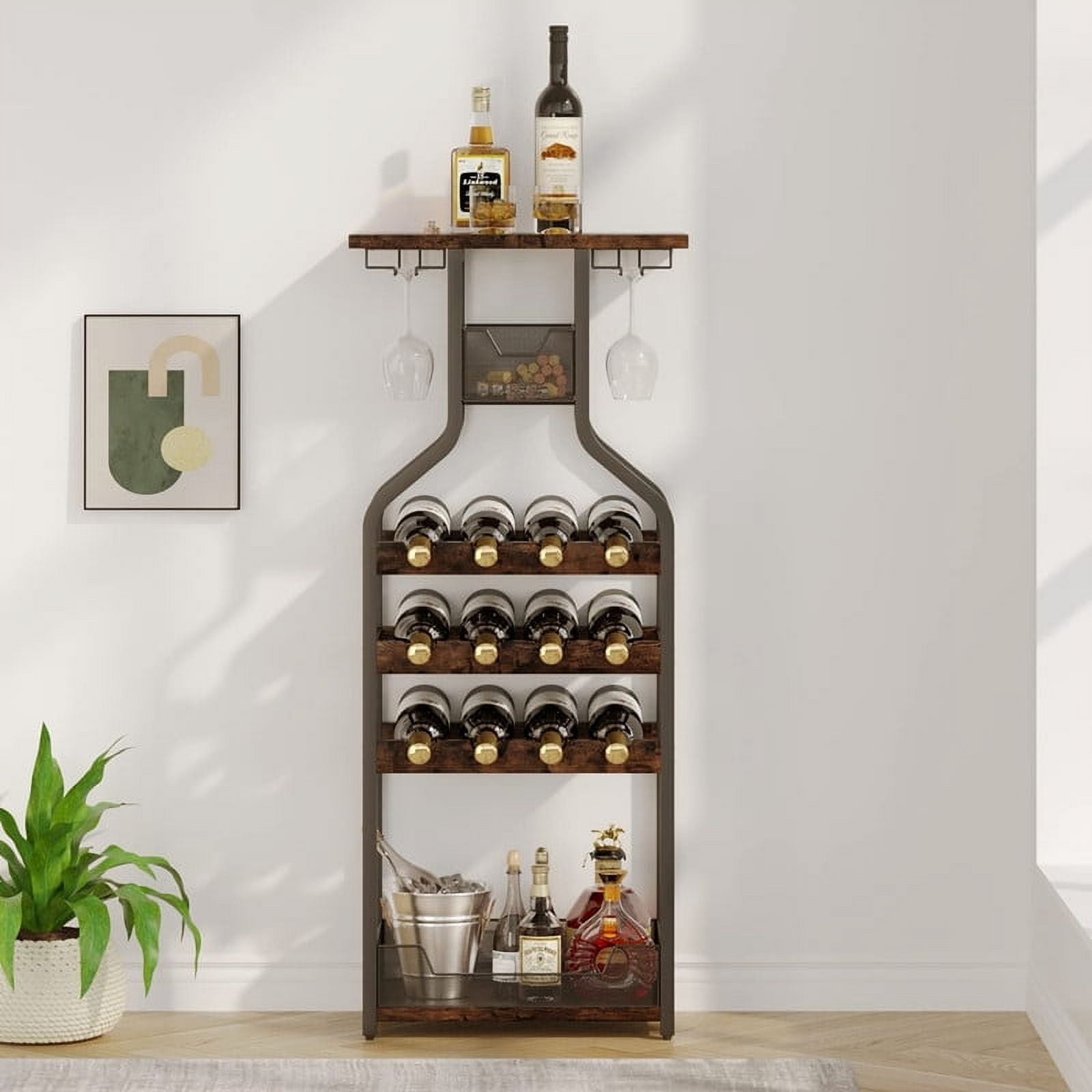 Soonbuy Metal Wine Rack Wine, Wine Storage Organizer Display Rack ...