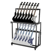 Soonbuy Multi Guitar Stand, Folding 14 Standing Floor Multiple Guitars Display Rack, Adjustable Height Double Tier Ukulele Stand With Soft Sponge
