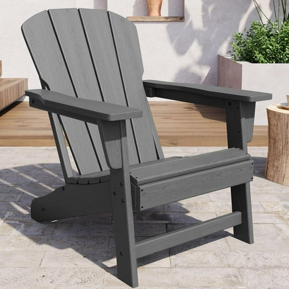 Soonbuy Outdoor Adirondack Chair,Oversize 380LB Poly Lumber Weather Resistant Firepit Chair,Outdoor Patio Chairs with Wooden Textured for Garden, Backyard, Lawn, Deck, Pool, Porch