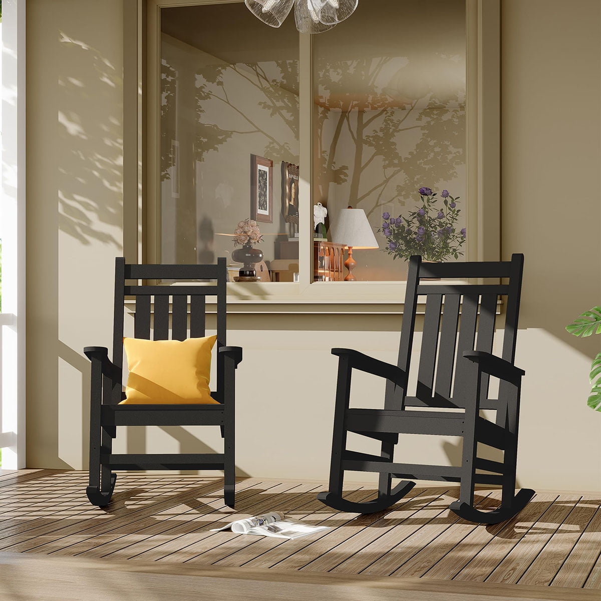 Soonbuy Outdoor HDPE Rocking Chairs, HDPE Oversized Patio Rocking ...