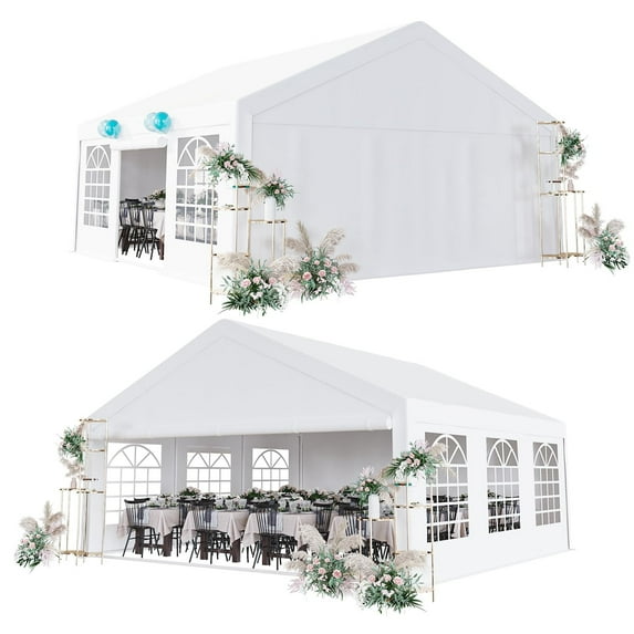 Soonbuy Party Tent 20 x 20 FT Outdoor Wedding Canopy Tents for Parties with Removable Sidewalls & 3 Storage Bags, Waterproof Gazebo Shelter, White