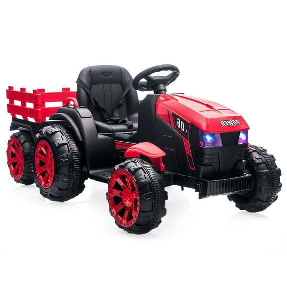 Soonbuy Ride on Tractor with Detachable Trailer, 12V 7AH