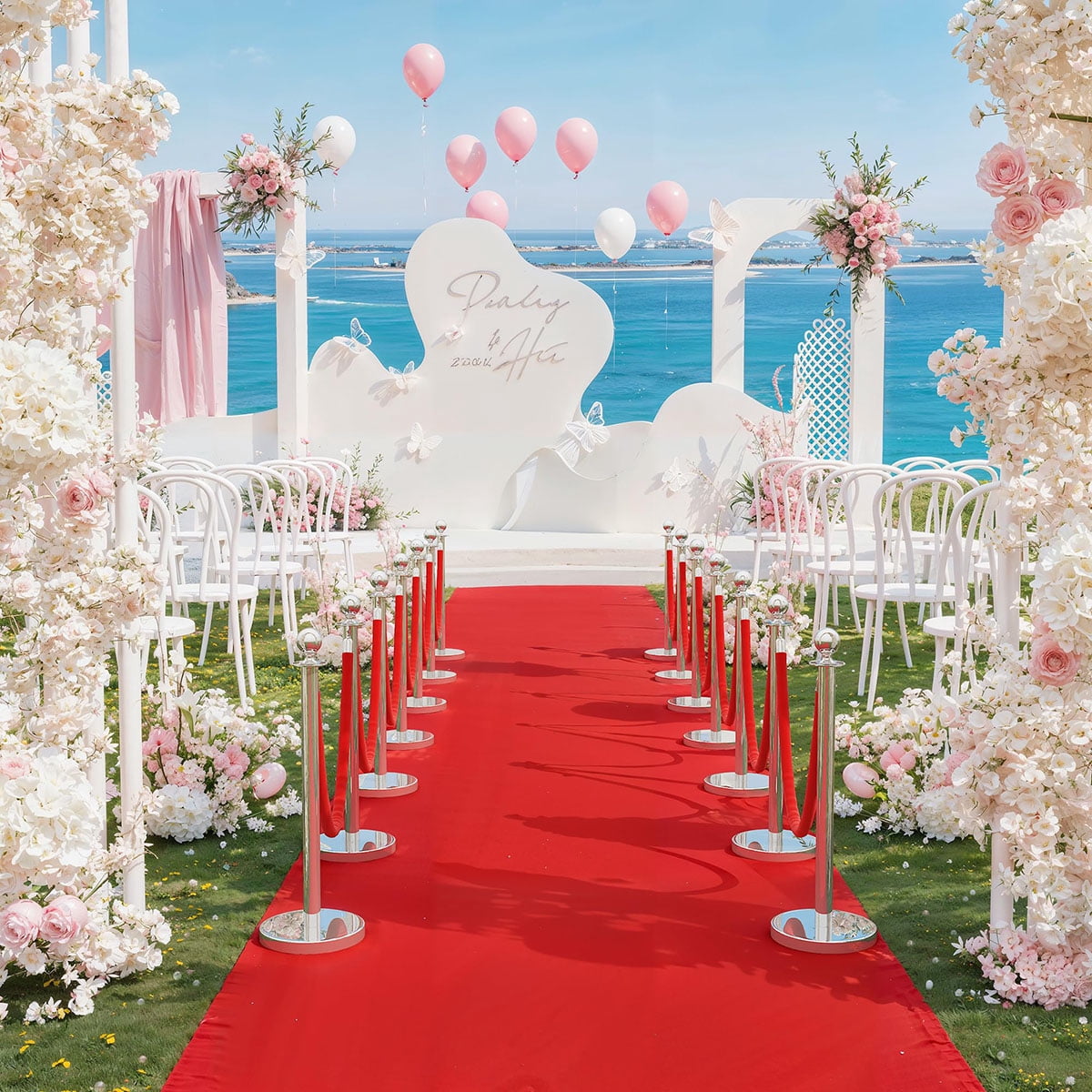 Event Pcs Soonbuy Stainless Steel Stanchion with Red Velvet Rope & Red Carpet ...