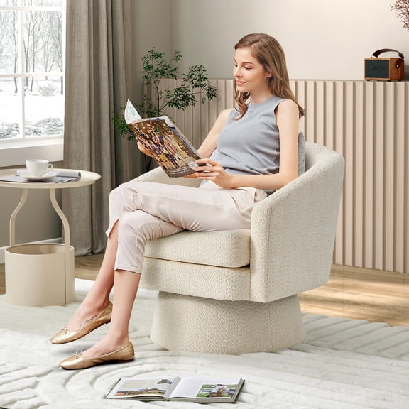 Soonbuy Swivel Accent Chair, Swivel Lounge Chair with 360° Smooth Swivel & Curved Back, Modern Single Sofa Armchair with Ergonomic Comfort for Living Room Bedroom Office