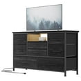 thumbnail image 1 of Soonbuy Tv Stand with Power Outlet & Led, 8 Deep Drawers, Charcoal Black, 1 of 7