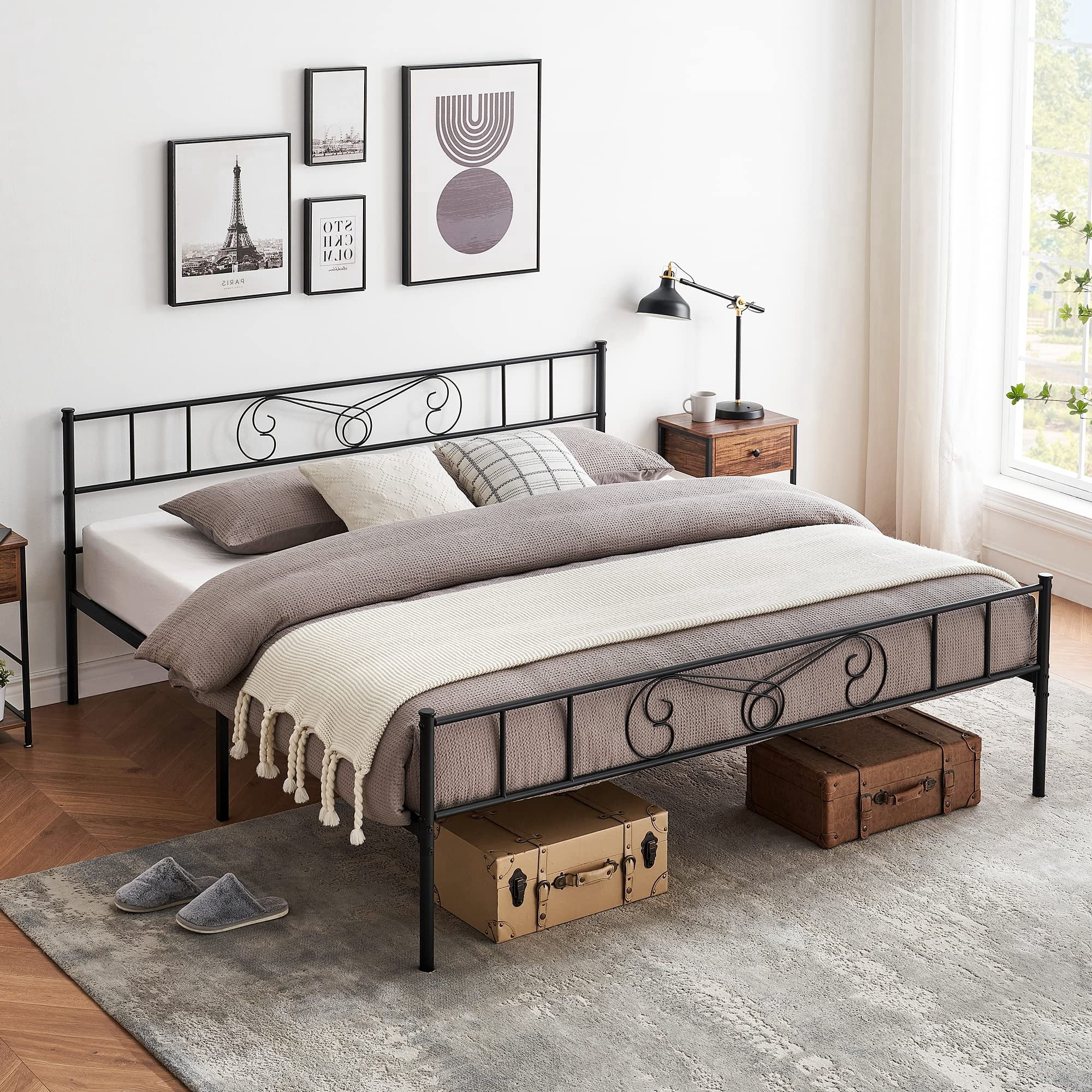 Soonbuy Twin/Full/Queen/King Bed Frame Platform with Headboard and ...