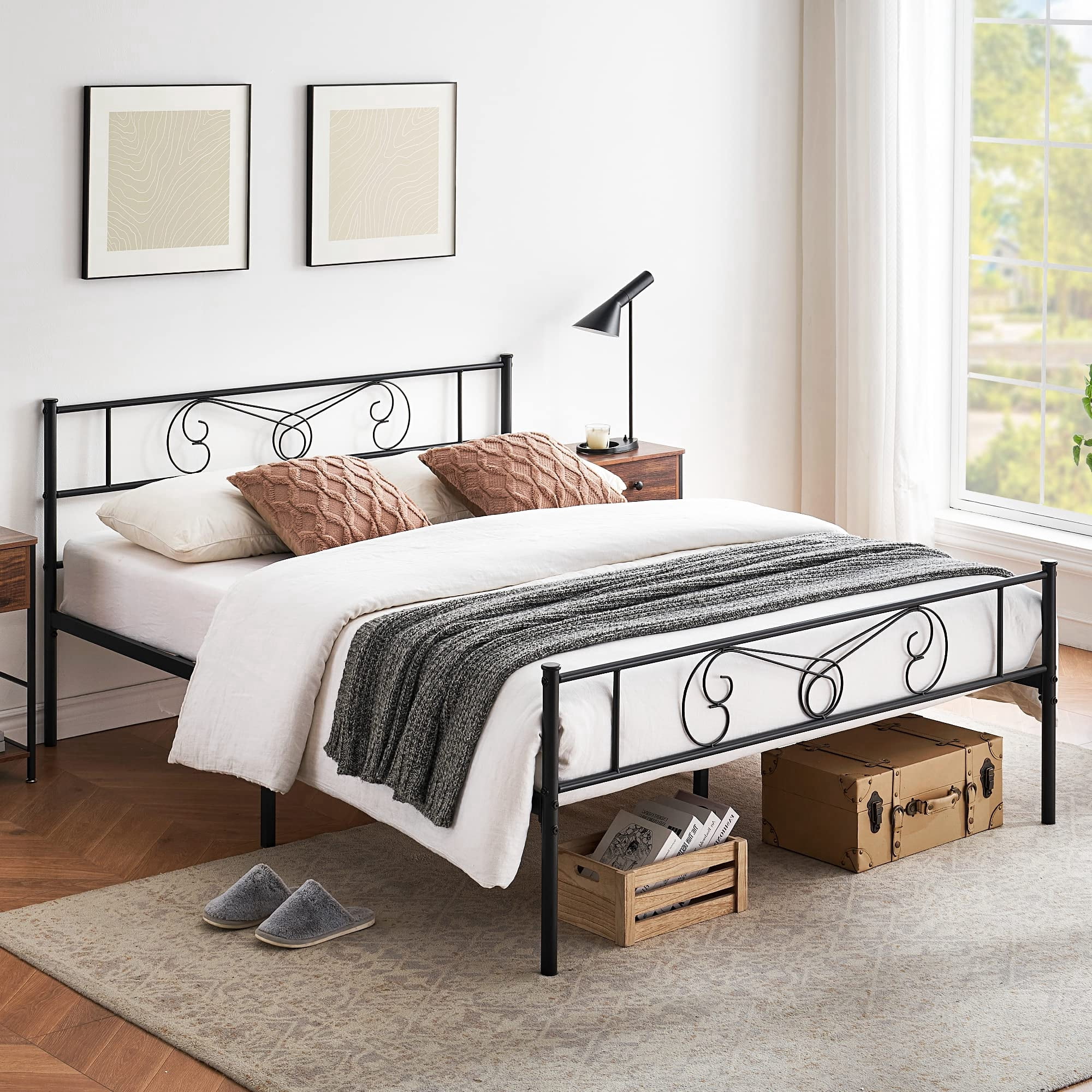 Soonbuy Twin/Full/Queen/King Bed Frame Platform with Headboard and ...