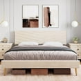 thumbnail image 1 of Soonbuy Upholstered Bed Frame Full Size, Velvet Bed Frame, Beige, 1 of 7