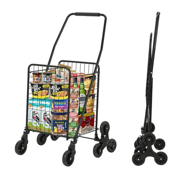 Soonbuy Utility Cart with Stair Climbing Wheels.110 LB Capacity, Collapsible Grocery Cart with 22 gal Basket, Lightweight Portable Shopping Trolley for Groceries, Markets, Laundry