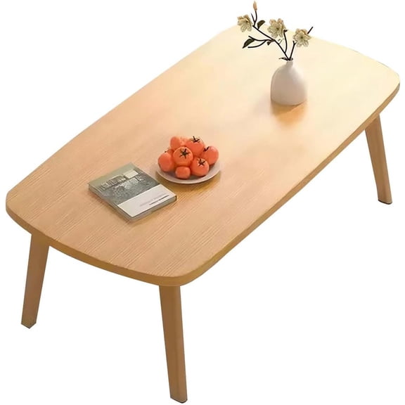 Soonbuy Wooden Folding Coffee Table for Small Spaces, Foldable Laptop Table for Small Spaces, Low Study Table for Sitting on The Floor for Bedroom Office Apartment Dorm 39.4x19.7in