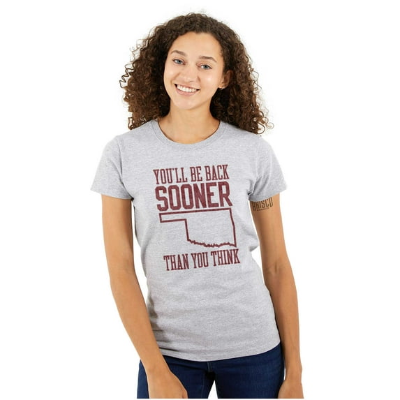 Sooner Than You Think Oklahoma Pride Womens Fitted Plus Size Graphic Tee Brisco Brands 3X