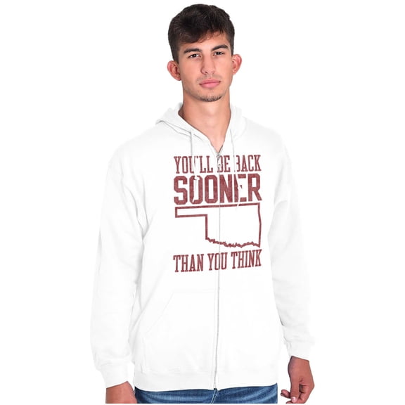 Sooner Than You Think Oklahoma Pride Zip Up Hoodie Men's Women's Brisco Brands X
