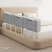 Soontrans 19.7" Toddler Bed Rails Guard Foldable Portable Kids Bed Rail 5 hole height adjustable Bed Rails for Toddlers, 3Pcs, Grey