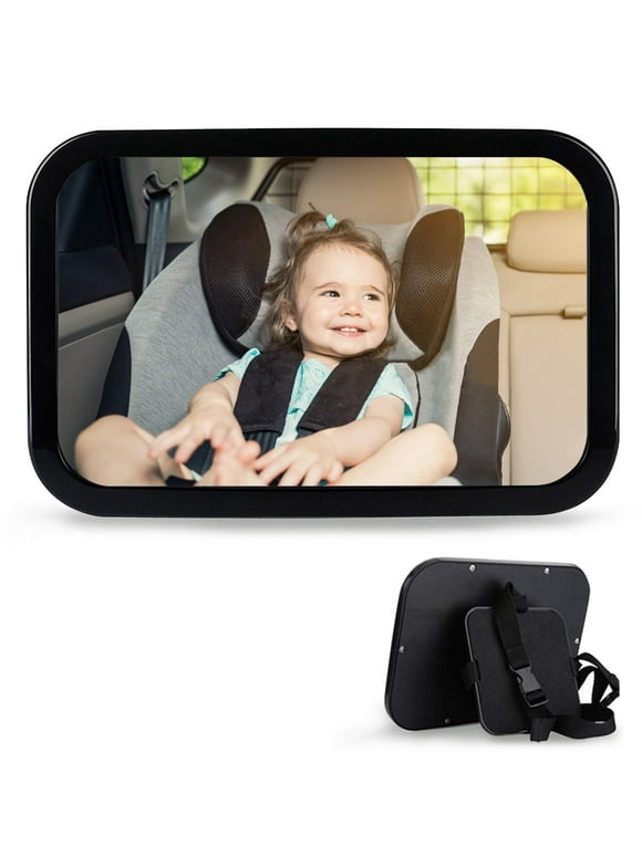 Soontrans Baby Car Mirror, Car Seat Mirror for Rear Facing, Shatterproof Large Beckseat Safty Crash Tested Clear Wide View, 13.8 x 7.8", Black